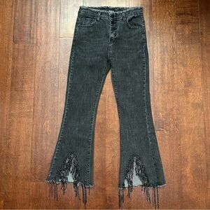 Blue B Black Rhinestone Fringe Jeans, Size Small, NWT